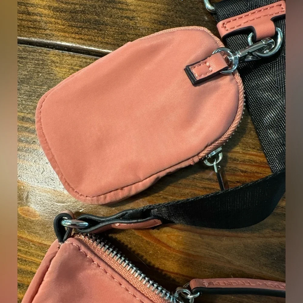 Kendall + Kylie coral pink crossbody bag and change purse nylon